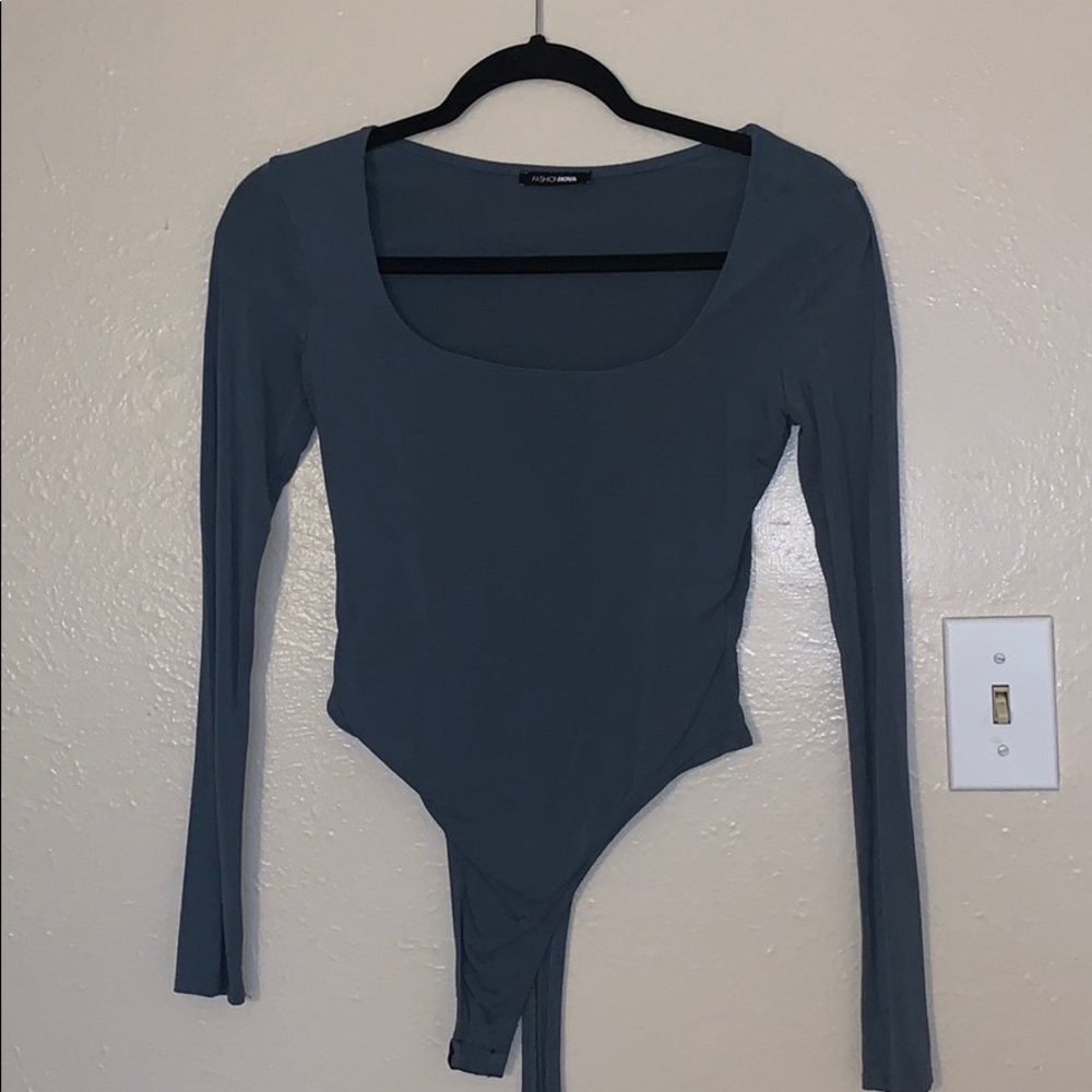 Blue long sleeve bodysuit
